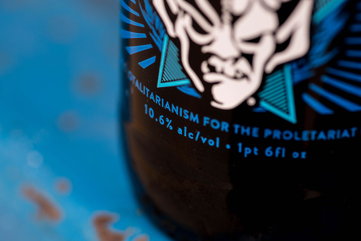 close-up on bottom text of Stone Totalitarian Imperial Russian Stout