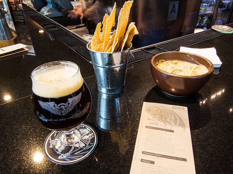 beer and snacks at the Stone Brewing in Terminal 2