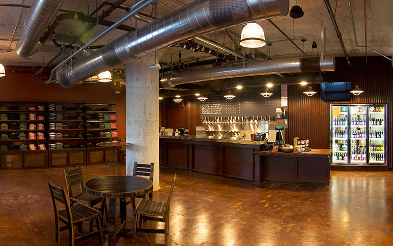 the empty interior of stone brewing tap room kettner in downtown little italy san diego